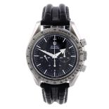 OMEGA - a gentleman's Speedmaster Broad Arrow chronograph wrist watch. Stainless steel case with