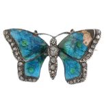 CHILD & CHILD - a late Victorian silver and gold, diamond and enamel butterfly brooch. The rose-