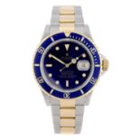 (549518-1-A) ROLEX - a gentleman's Oyster Perpetual Date Submariner bracelet watch. Circa 1990.