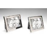 Georg Jensen, Two Heart Picture Frames, large, mirror polished stainless steel, dark grey plastic,