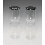 Georg Jensen, Alfredo, Two Glass containers with stainless steel lids, designed by Alfredo