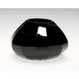 Georg Jensen, Facet, Glass Vase, medium, black glass, designed by Rikke Hagen 2013. Measuring 17.8