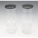 Georg Jensen, Alfredo, Two Glass containers with stainless steel lids, designed by Alfredo