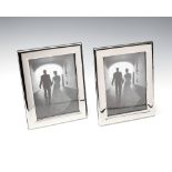 Georg Jensen, Two Modern Picture Frames, large, mirror polished stainless steel, dark grey plastic,