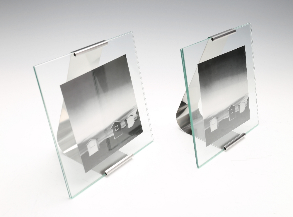 Georg Jensen, Two Reflection Picture Frames, medium, stainless steel and glass, designed by Jørgen