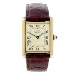 CARTIER - a Must De Cartier Tank wrist watch. Gold plated silver case. Reference 23136, serial