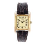 CARTIER - a Must De Cartier Tank wrist watch. Gold plated silver case. Numbered 3 094166. Signed