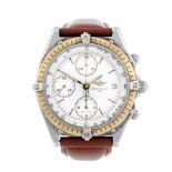 BREITLING - a gentleman's Chronomat chronograph wrist watch. Stainless steel case with yellow