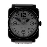 BELL & ROSS - a gentleman's Commando wrist watch. PVD treated stainless steel case. Numbered BR03-