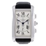 CARTIER - a Tank Americaine XL chronograph wrist watch. 18ct white gold case with exhibition case