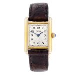 CARTIER - a Must de Cartier Tank wrist watch. Gold plated silver case. Numbered 45926 5057001.