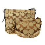 COACH - two Monogram canvas handbags. To include a large canvas handbag with front zip pocket,