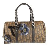 CHRISTIAN DIOR - a Trotter Romantique Floral Bow Boston handbag. Designed with maker's brown trotter