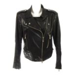 BELSTAFF - a black leather biker jacket. Crafted from soft black leather, with silver-tone hardware,