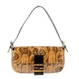 FENDI - a snakeskin patterned baguette handbag. Designed with a brown snakeskin patterned