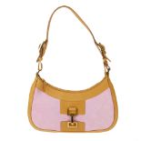 GUCCI - a pink suede a leather handbag. Designed with a pink suede exterior and smooth tan leather
