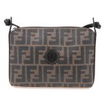 FENDI - a vintage crossbody handbag. With a zucca coated canvas exterior, black leather trim, long