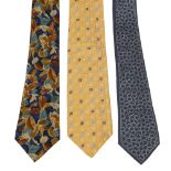 Five ties. To include a multicoloured Desert Designs tie by Jimmy Pike, a Joseph Abboud dark paisley