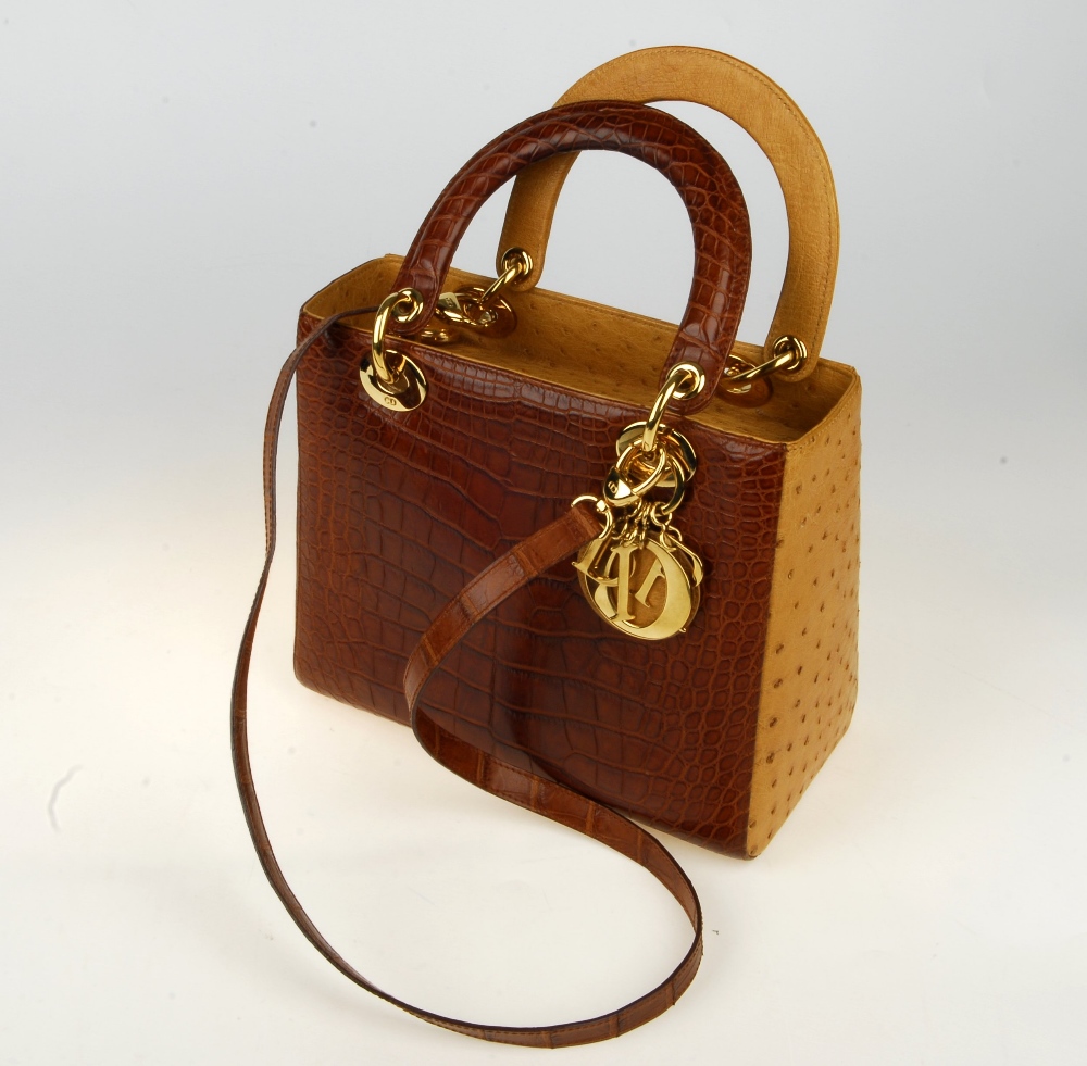 CHRISTIAN DIOR - a Bespoke Lady Dior crocodile and ostrich handbag. A unique custom order handbag, - Image 11 of 19