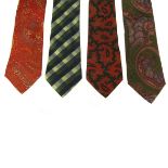 ETRO - four ties. To inlclude three red and green coloured paisley patterned ties, together with a