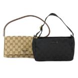 GUCCI - two small canvas handbags. To include a beige and brown monogram canvas envelope flap bag,