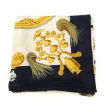HERMÈS - a 'Plumes Et Grelots' jacquard silk scarf. Designed by Julie Abadie, originally issued in