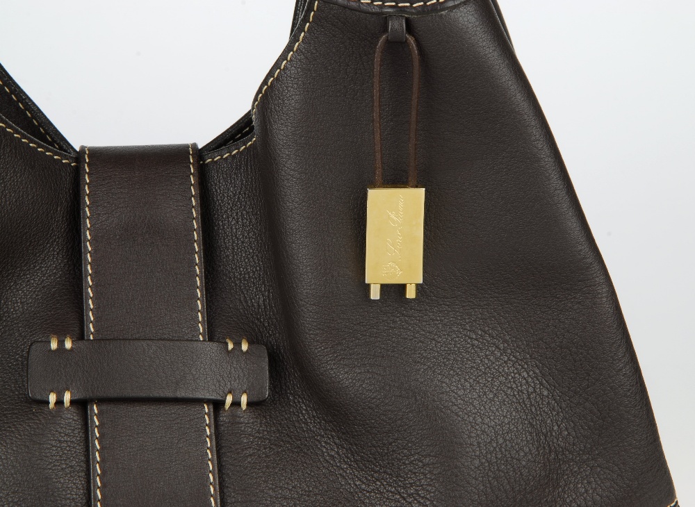 LORO PIANA - a brown leather hobo handbag. Designed from lightly grained dark brown leather with - Image 2 of 12