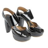 MARNI - a pair of platform sandals. Crafted from black patent leather, with wide straps, an