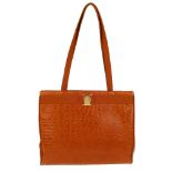 SALVATORE FERRAGAMO - a Vara tote handbag. Designed with a tan crocodile embossed exterior,