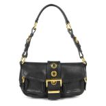 PRADA - a black leather Patch Catena handbag. Designed with a smooth black leather exterior,