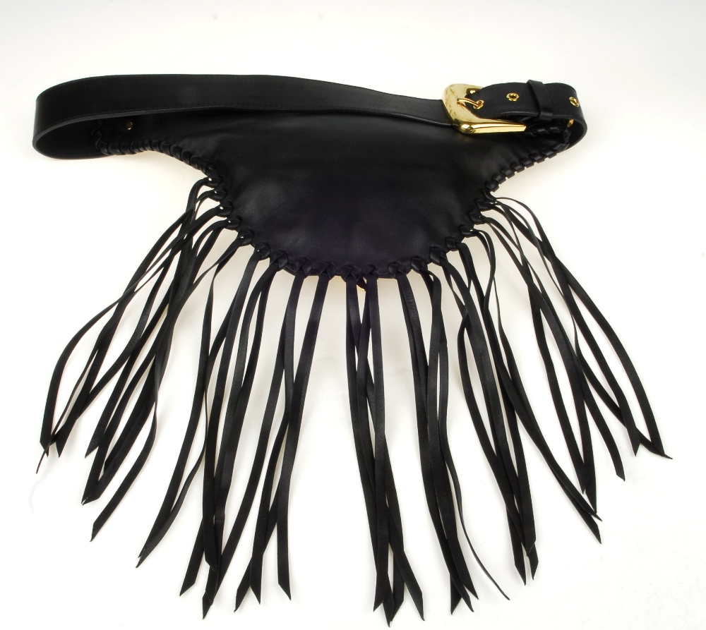 GIUSEPPE ZANOTTI - a fringed belt bag. Crafted from supple black nappa leather, with fringed - Image 10 of 11