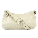 PRADA - a cream leather handbag. Featuring silver-tone hardware, maker's enamel logo plaque to the