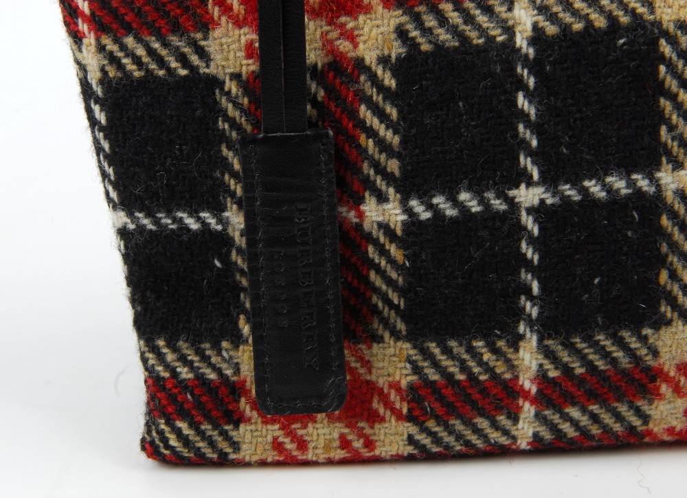 BURBERRY - a small woollen handbag. Featuring a black, cream and red plaid woollen exterior, with - Image 9 of 9