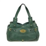 MULBERRY - a Smithfield handbag. Crafted from rich bottle green leather, with brushed gold-tone