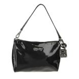 MIU MIU - a small patent handbag. Featuring a glossy black exterior, with maker's silver-tone name