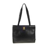 SALVATORE FERRAGAMO - a Vara tote handbag. Designed with a smooth black leather exterior,