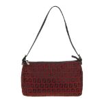 FENDI - a small Zucca canvas handbag. Featuring maker's red and black zucca canvas exterior, a