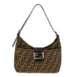 FENDI - a Zucca hobo handbag. Designed with maker's classic tobacco brown zucca canvas exterior