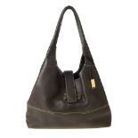 LORO PIANA - a brown leather hobo handbag. Designed from lightly grained dark brown leather with