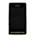 PRADA - an LG KE850 phone. Designed with a black and silver-tone case, large touch screen, a 2.0