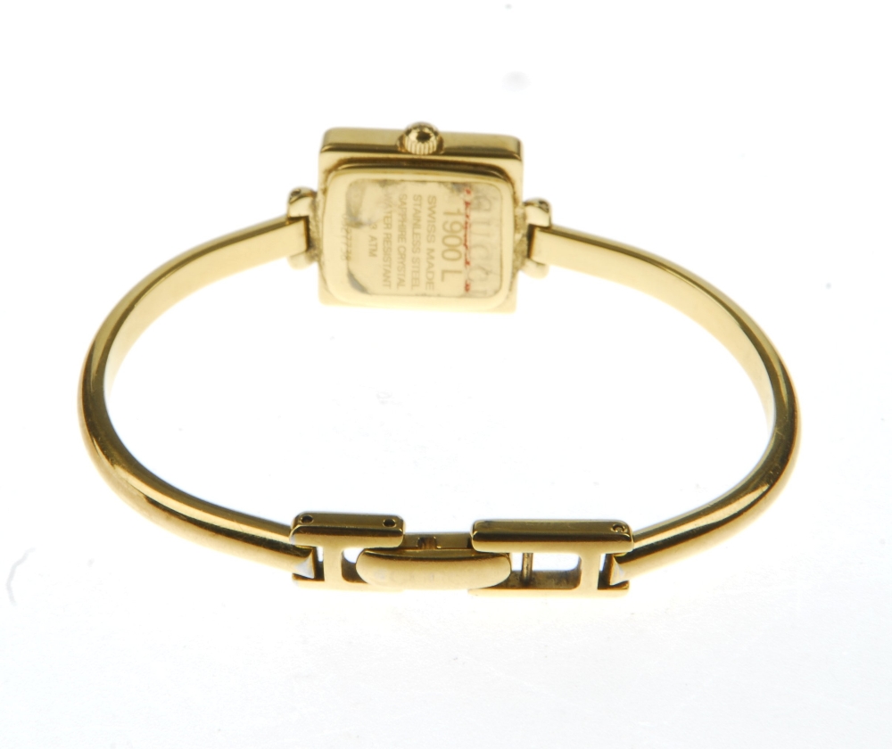 GUCCI - a lady's 1900 half bangle watch. Designed with a gold-tone square case with rounded corners, - Image 5 of 5