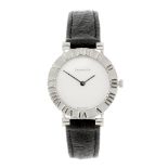 TIFFANY & CO. - a lady's Atlas wrist watch. Designed with a white metal case with chapter ring