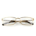 CHOPARD - a pair of glasses. Featuring rectangular shaped demo print lenses, with brushed gold-