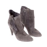 MARC BY MARC JACOBS - a pair of grey suede ankle boots. Featuring ruched detailing, side zip