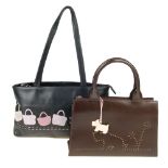 RADLEY - two leather handbags. To include a black leather example, featuring pink leather handbag