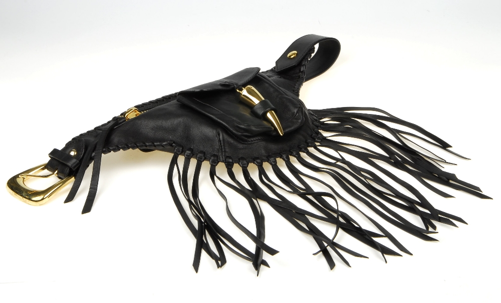 GIUSEPPE ZANOTTI - a fringed belt bag. Crafted from supple black nappa leather, with fringed - Image 6 of 11