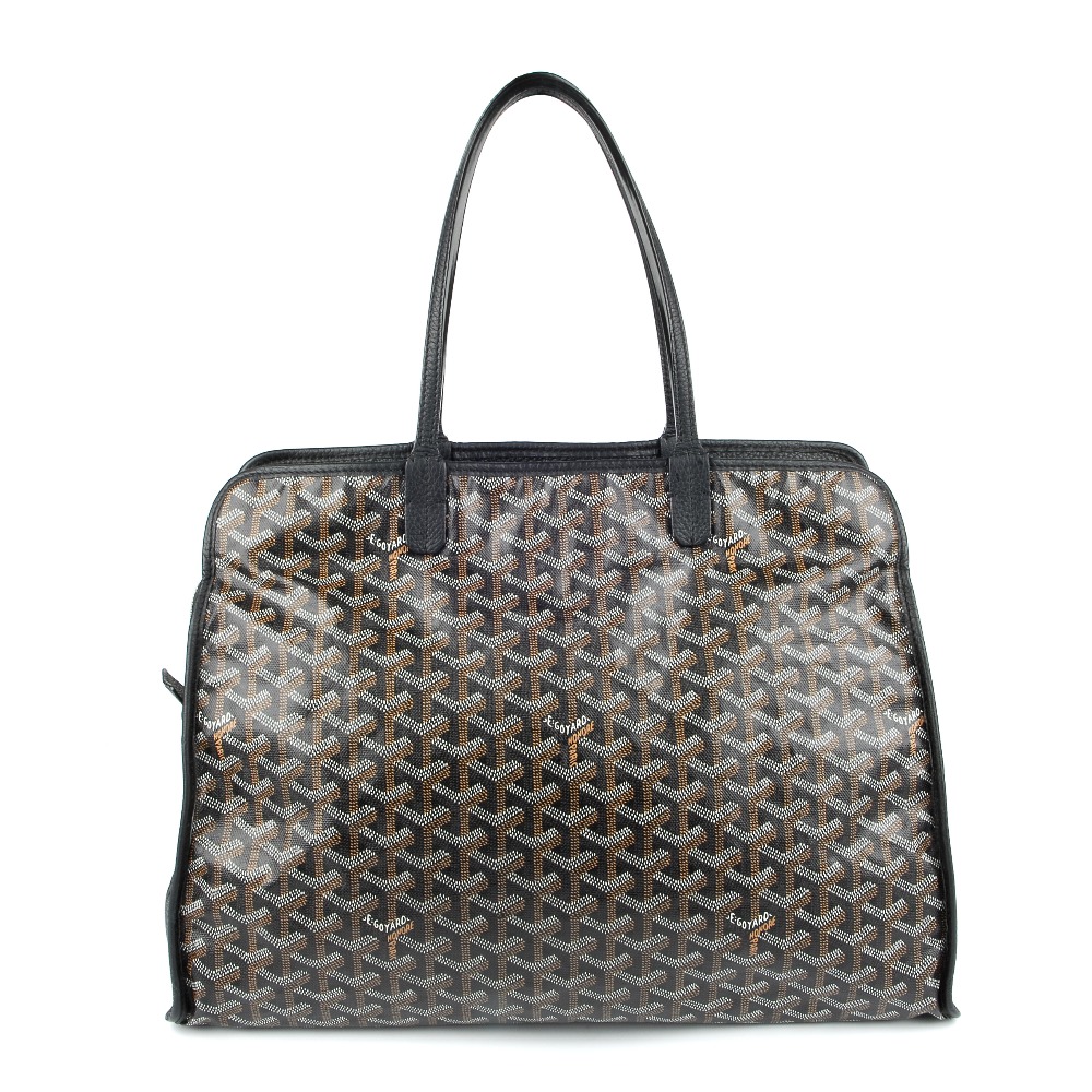 GOYARD - a black Chevron Sac Hardy handbag. Featuring the maker's signature geometric hand painted