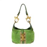 GUCCI - a small Jackie handbag. Designed with a green suede exterior and matching green leather