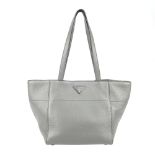 PRADA - a Vitello Daino grey handbag. Crafted from textured grey leather, featuring dual flat