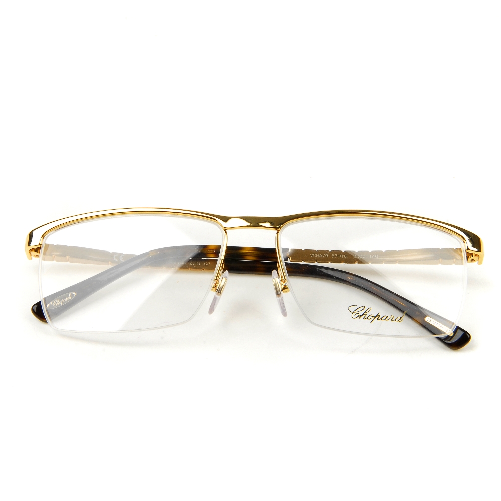 CHOPARD - a pair of semi-rimless glasses. Featuring semi-rimless demo print lenses, with gold-tone